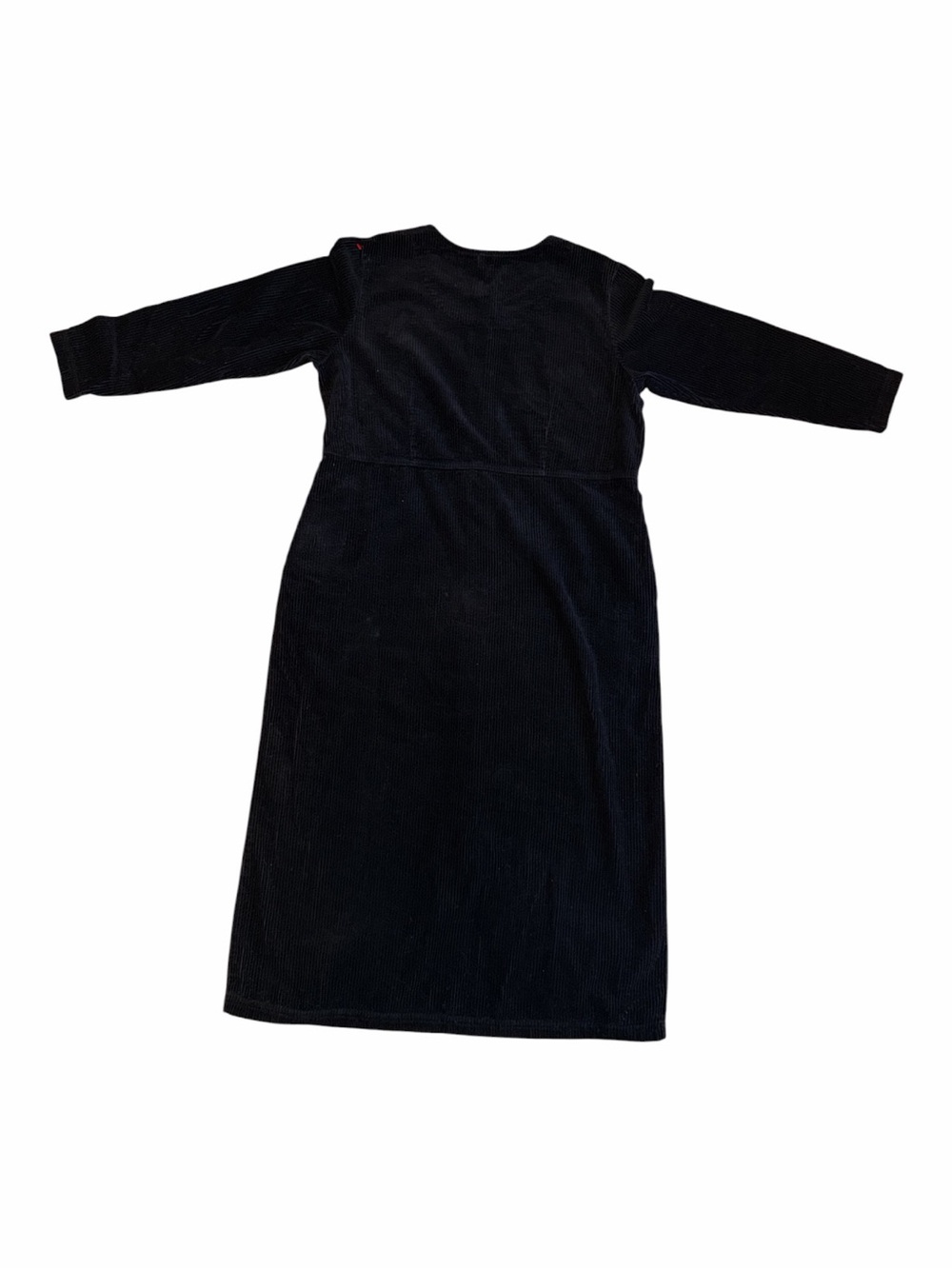 L.L. Bean Black Corduroy Button-Front Midi Dress - Picture 2 of 4